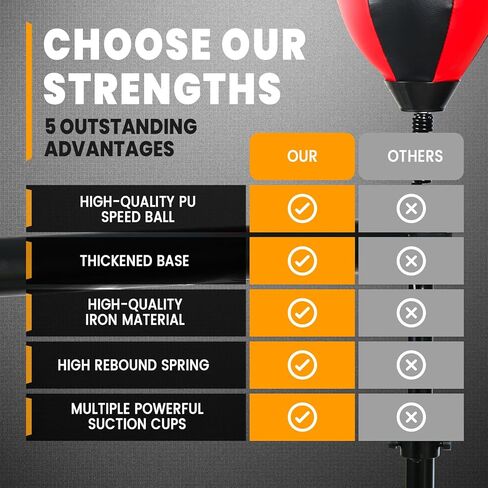 VEOCORE Boxing Bar, Boxing Speed Trainer Boxing Spinning Bar with Punching Bag, Boxing Training Traget Reflex Speed Bag for Adult, Teen - Black & Red in Kuwait