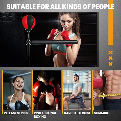 VEOCORE Boxing Bar, Boxing Speed Trainer Boxing Spinning Bar with Punching Bag, Boxing Training Traget Reflex Speed Bag for Adult, Teen - Black & Red in Kuwait