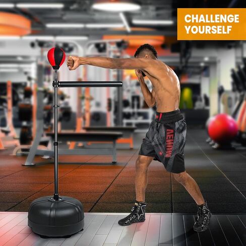 VEOCORE Boxing Bar, Boxing Speed Trainer Boxing Spinning Bar with Punching Bag, Boxing Training Traget Reflex Speed Bag for Adult, Teen - Black & Red in Kuwait