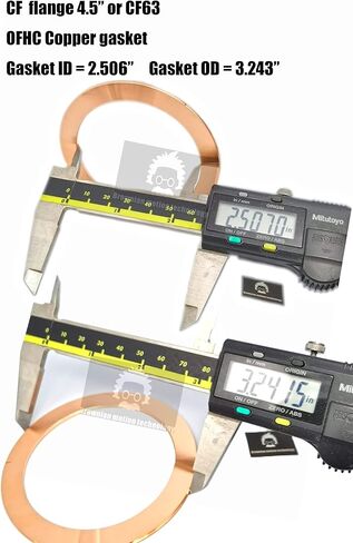 حشية نحاسية Conflat (CF) 4.5 بوصة 4-1/2 بوصة CF63، حشية تفريغ عالية، حشية CF-63 UHV (عبوة من 5 قطع) in Kuwait