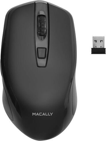 ماوس Macally 2.4G لاسلكي (بصري) مع جهاز استقبال ماوس USB لاسلكي - 6 أزرار و3 مستويات DPI قابلة للتعديل - يعمل مع أجهزة الكمبيوتر المحمولة التي تعمل بنظام Windows PC، وأجهزة الكمبيوتر المكتبية، وApple MacBook iMac، إلخ. in Kuwait