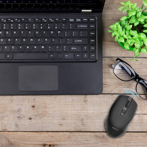 ماوس Macally 2.4G لاسلكي (بصري) مع جهاز استقبال ماوس USB لاسلكي - 6 أزرار و3 مستويات DPI قابلة للتعديل - يعمل مع أجهزة الكمبيوتر المحمولة التي تعمل بنظام Windows PC، وأجهزة الكمبيوتر المكتبية، وApple MacBook iMac، إلخ. in Kuwait