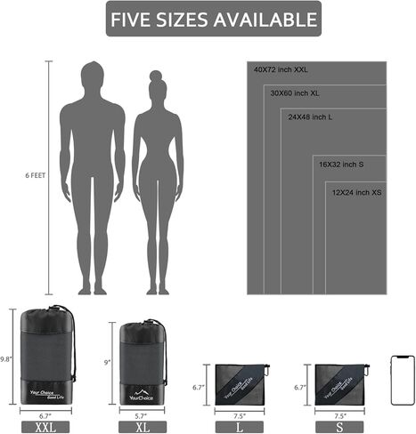 Your Choice 4 Pack Microfiber Travel Towel (12x24 inch), Quick Dry Hand Sweat Towel for Gym Workout Camping Sports. Super Absorbent, Lightweight and Ultra Compact (XSmall) in Kuwait