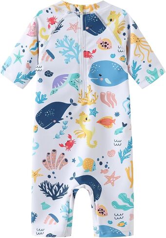 Moon Tree Baby Girls Rash Guard Swimsuits for Toddler Girls Short Sleeve Sunsuits One Piece Bathing Suits Beach Swimwear in Saudi Arabia
