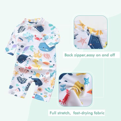 Moon Tree Baby Girls Rash Guard Swimsuits for Toddler Girls Short Sleeve Sunsuits One Piece Bathing Suits Beach Swimwear in Saudi Arabia