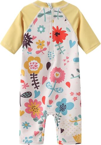 Moon Tree Baby Girls Rash Guard Swimsuits for Toddler Girls Short Sleeve Sunsuits One Piece Bathing Suits Beach Swimwear in Saudi Arabia
