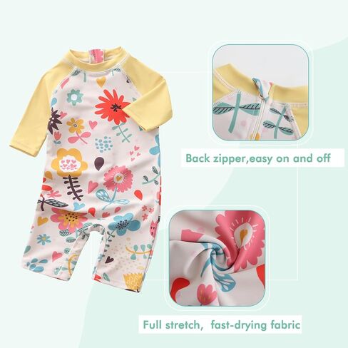 Moon Tree Baby Girls Rash Guard Swimsuits for Toddler Girls Short Sleeve Sunsuits One Piece Bathing Suits Beach Swimwear in Saudi Arabia