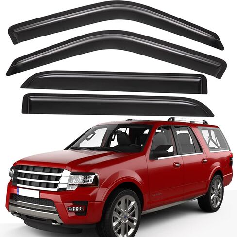 Lightronic WV94233 Outside-Mount Side Window Visor Deflector Vent Rain Guard, Dark Smoke, 4-Pieces Set, Fits 1997-2017 Ford Expedition, 2007-2017 Expedition XL, 1998-2017 Lincoln Navigator in Saudi Arabia
