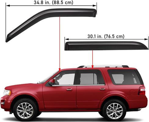 Lightronic WV94233 Outside-Mount Side Window Visor Deflector Vent Rain Guard, Dark Smoke, 4-Pieces Set, Fits 1997-2017 Ford Expedition, 2007-2017 Expedition XL, 1998-2017 Lincoln Navigator in Saudi Arabia