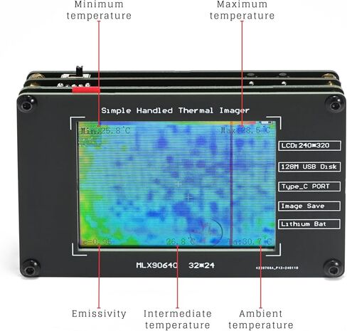 Mini Handheld Thermal Camera, Portable Infrared Thermal Imaging Camera, Paranormal Equipment Thermal Imager, Non-Contact Heat Detector with Type-C Interface PC Link Data Storage in Kuwait