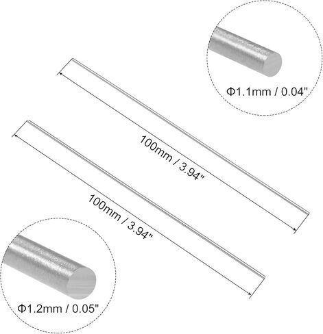 قضيب فولاذي مستدير من uxcell، 1.1، 1.2 مم HSS أداة مخزون شريط المخرطة بطول 100 مم، لمخارط حفر ترس العمود، آلة مملة تحول المحور المصغر، دبوس أسطواني أداة حرفية DIY، 20 قطعة in Kuwait