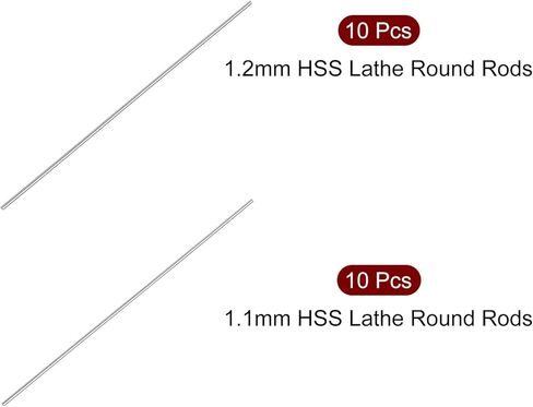 قضيب فولاذي مستدير من uxcell، 1.1، 1.2 مم HSS أداة مخزون شريط المخرطة بطول 100 مم، لمخارط حفر ترس العمود، آلة مملة تحول المحور المصغر، دبوس أسطواني أداة حرفية DIY، 20 قطعة in Kuwait