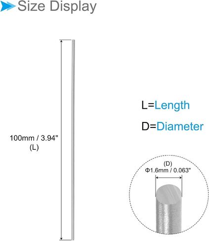 Round Steel Rod, 2mm Diameter 100mm Length, High Speed Steel Bar Stock Craft DIY Tool - (Applications: for Drill Lathes Boring Machine), 20-Pieces in Saudi Arabia