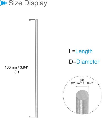 Round Steel Rod, 2mm Diameter 100mm Length, High Speed Steel Bar Stock Craft DIY Tool - (Applications: for Drill Lathes Boring Machine), 20-Pieces in Saudi Arabia