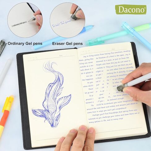 Dacono 12 Erasable Pens Blue - Friction Pens with Rubbers on the End - Erasable Ballpoint Pen for Smooth Writing and Easy Corrections - Ideal for Students, Professionals, School Supplies Office in Kuwait
