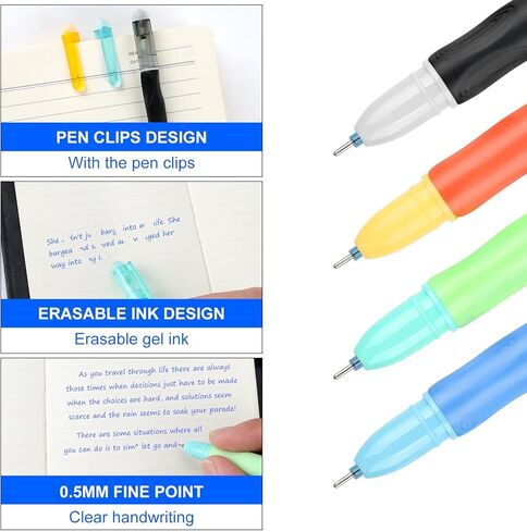 Dacono 12 Erasable Pens Blue - Friction Pens with Rubbers on the End - Erasable Ballpoint Pen for Smooth Writing and Easy Corrections - Ideal for Students, Professionals, School Supplies Office in Kuwait