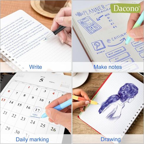 Dacono 12 Erasable Pens Blue - Friction Pens with Rubbers on the End - Erasable Ballpoint Pen for Smooth Writing and Easy Corrections - Ideal for Students, Professionals, School Supplies Office in Kuwait