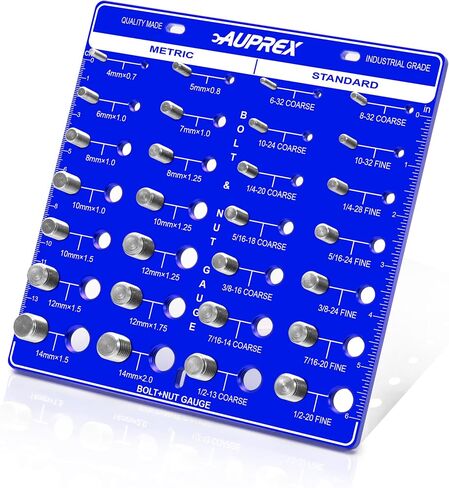 AUPREX Thread Checker,28 Bolt and Nut Identifier Gauges,14 Metric & 14 Standard Sizes Nut and Bolt Thread Gauge with Solid Aluminum Board-Red in Saudi Arabia