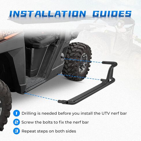 قضبان KEMIMOTO Nerf متوافقة مع Ranger XP 1000، استبدال الخطوات الجانبية شديدة التحمل من Black Tree Kickers متوافق مع 2018+ Ranger XP 1000 in Saudi Arabia