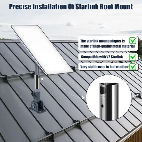 مجموعة تركيب LKHOME Starlink، حوامل أطباق الأقمار الصناعية، حامل سقف Starlink لطقم الإنترنت Starlink القمر الصناعي، دعامة مثبتة على الحائط Starlink مع محول Starlink، متوافق مع طبق الأقمار الصناعية V2 in Kuwait