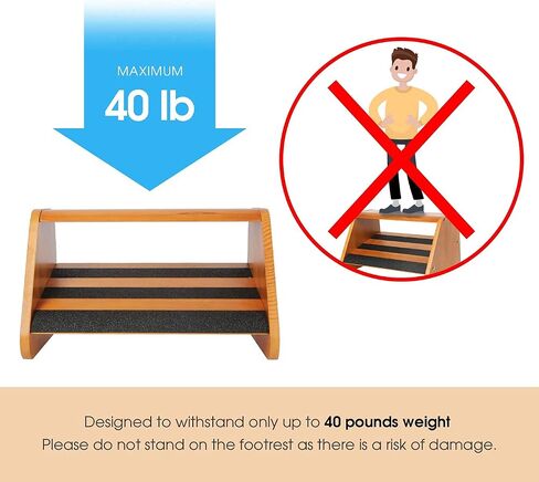 J JACKCUBE DESIGN Wood Double Step Foot Rest Under Desk Ergonomic Design Footrest with Non Slip Surface, Leg and Posture Support Comfort Foot Stool for Home and Office - MK721A in Saudi Arabia
