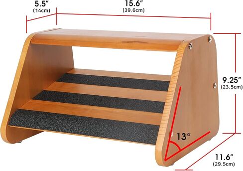 J JACKCUBE DESIGN Wood Double Step Foot Rest Under Desk Ergonomic Design Footrest with Non Slip Surface, Leg and Posture Support Comfort Foot Stool for Home and Office - MK721A in Saudi Arabia