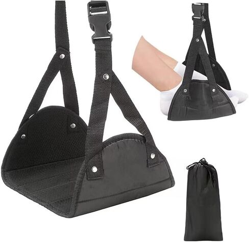 Enhance Your Long Flights with Premium Memory Foam Airplane Footrest - Portable, Clashing-Free, and Relaxing Plane Leg Rest for Unparalleled Comfort During Air Travel (Black) in Saudi Arabia
