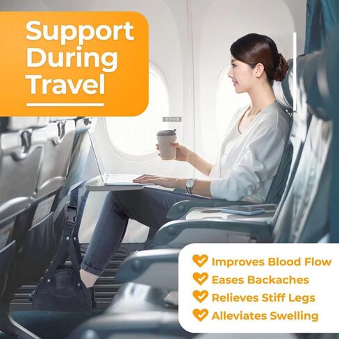 Enhance Your Long Flights with Premium Memory Foam Airplane Footrest - Portable, Clashing-Free, and Relaxing Plane Leg Rest for Unparalleled Comfort During Air Travel (Black) in Saudi Arabia