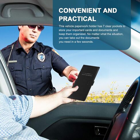 حامل بطاقات تسجيل وتأمين السيارة من الجلد من GNEGNI، حامل مستندات شاحنة السيارات، صندوق قفازات السيارة، محفظة تنظيم الأعمال الورقية مع إغلاق مغناطيسي للرخصة والبطاقات والمستندات الأساسية in Kuwait