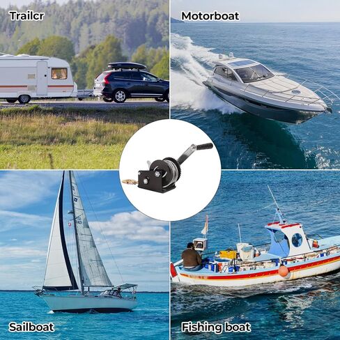 Doppy 800lbs Boat Trailer Winch, Hand Winch Heavy Duty Hook with 33ft Steel Cable, Gear Ratio: 3.2:1,Ratchet Boat Winch for Trailer ATV Boat in Saudi Arabia