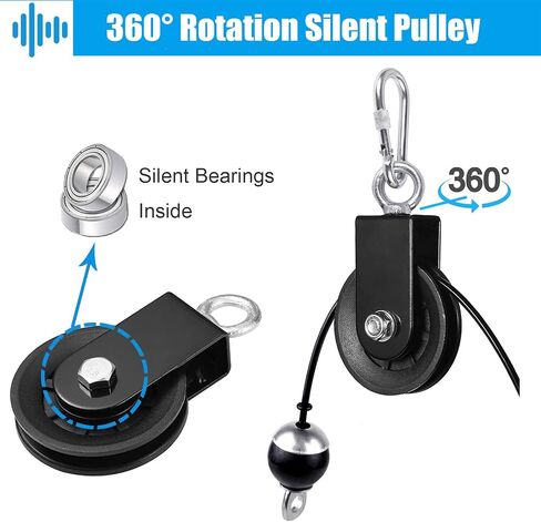 SERTT Gym Pulley System, Fitness Swivel Pulley Wheel with Hanging Strap Carabiner, Swivel Pulley Block for DIY Home LAT Pulldown and Lift Cable Machine in Kuwait
