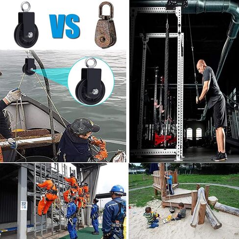 SERTT Gym Pulley System, Fitness Swivel Pulley Wheel with Hanging Strap Carabiner, Swivel Pulley Block for DIY Home LAT Pulldown and Lift Cable Machine in Kuwait