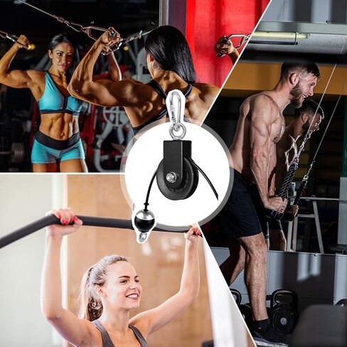 SERTT Gym Pulley System, Fitness Swivel Pulley Wheel with Hanging Strap Carabiner, Swivel Pulley Block for DIY Home LAT Pulldown and Lift Cable Machine in Kuwait