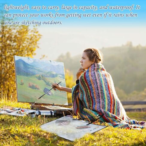 Aliceset 12 قطعة حقيبة فنية مقاس 19 × 25 و24 × 36 حافظة فنية للأطفال منظم مستلزمات الفنان مع مقبض بسحاب حقيبة تخزين للأعمال الفنية والملصق والرسم والرسم in Kuwait