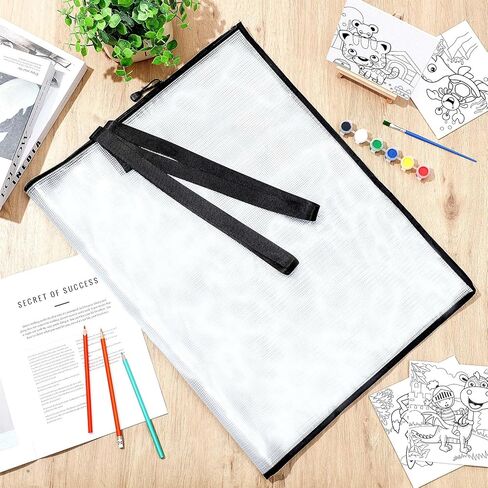 Aliceset 12 قطعة حقيبة فنية مقاس 19 × 25 و24 × 36 حافظة فنية للأطفال منظم مستلزمات الفنان مع مقبض بسحاب حقيبة تخزين للأعمال الفنية والملصق والرسم والرسم in Kuwait