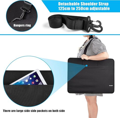 حقيبة محفظة فنية من IMAGE، مقاس 24 * 18 بوصة، حقيبة تخزين فنية سوداء، حقيبة لوحة رسم مقاومة للماء مع حزام كتف وإبزيم مخفي للأعمال الفنية والرسم والرسم in Kuwait