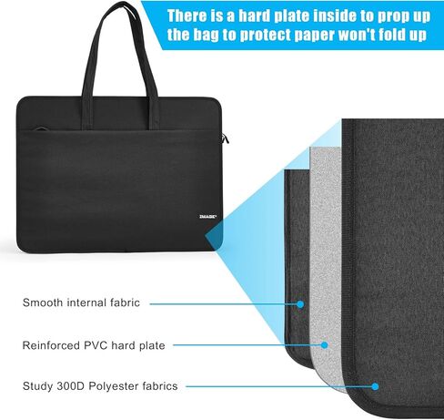 حقيبة محفظة فنية من IMAGE، مقاس 24 * 18 بوصة، حقيبة تخزين فنية سوداء، حقيبة لوحة رسم مقاومة للماء مع حزام كتف وإبزيم مخفي للأعمال الفنية والرسم والرسم in Kuwait