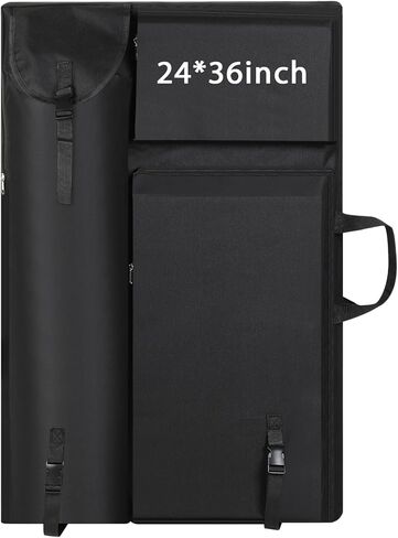 حقيبة محفظة فنية كبيرة من Jetec مقاس 24 × 36 بوصة مع مقبض مجلد محفظة الفنان للأعمال الفنية ورسم حقيبة ظهر فنية من القماش منظم لمستلزمات حمل اللوحة أثناء السفر، أسود in Kuwait
