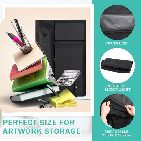 حقيبة محفظة فنية كبيرة من Jetec مقاس 24 × 36 بوصة مع مقبض مجلد محفظة الفنان للأعمال الفنية ورسم حقيبة ظهر فنية من القماش منظم لمستلزمات حمل اللوحة أثناء السفر، أسود in Kuwait