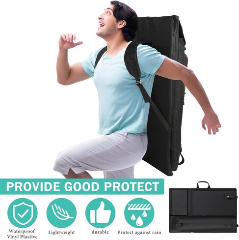 حقيبة محفظة فنية كبيرة من Jetec مقاس 24 × 36 بوصة مع مقبض مجلد محفظة الفنان للأعمال الفنية ورسم حقيبة ظهر فنية من القماش منظم لمستلزمات حمل اللوحة أثناء السفر، أسود in Kuwait