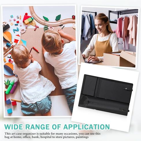 حقيبة محفظة فنية كبيرة من Jetec مقاس 24 × 36 بوصة مع مقبض مجلد محفظة الفنان للأعمال الفنية ورسم حقيبة ظهر فنية من القماش منظم لمستلزمات حمل اللوحة أثناء السفر، أسود in Kuwait