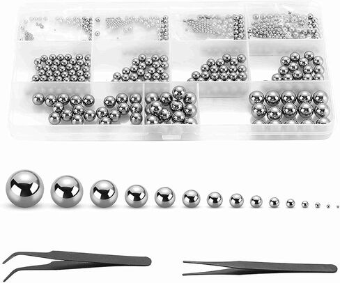 Litorange 620 Pieces 15 Size 1-10MM Metric Precision Chrome Steel Assorted Loose Bicycle Bearing Ball Assortment Kit with 2pcs Black Precision Tweezer in Saudi Arabia