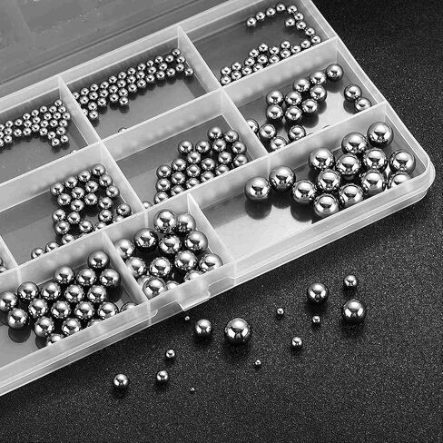 Litorange 620 Pieces 15 Size 1-10MM Metric Precision Chrome Steel Assorted Loose Bicycle Bearing Ball Assortment Kit with 2pcs Black Precision Tweezer in Saudi Arabia