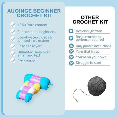 Auoinge Crochet Kit for Beginners Kids Adults, Crochet Animal Kit with Step-by-Step Video Tutorials, Learn to Crochet Starter Amigurumi Kit, Easy Knitting Soft Yarn Birthday Gift Penguin in Saudi Arabia