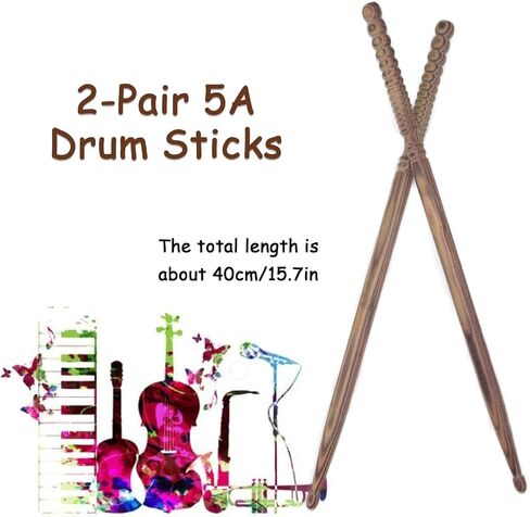 CashBeat 2-Pair 5A Drum Sticks, Spiral Grip Heavy Bamboo Drumsticks for Drums, Sturdy, Non-Slip & Eco-Friendly Percussion Accessories in Saudi Arabia