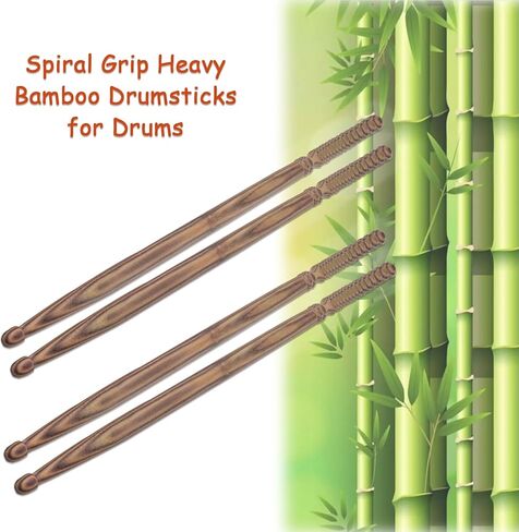 CashBeat 2-Pair 5A Drum Sticks, Spiral Grip Heavy Bamboo Drumsticks for Drums, Sturdy, Non-Slip & Eco-Friendly Percussion Accessories in Saudi Arabia