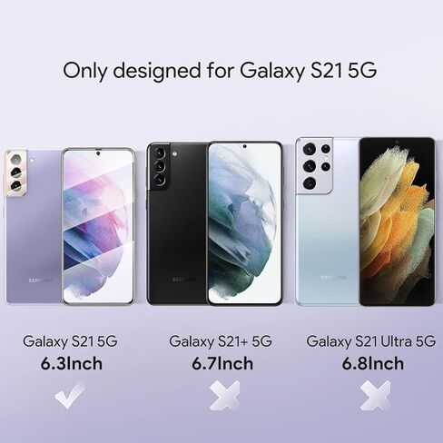 [2+3 Pack] LϟK Designed for Samsung Galaxy S21 5G (Not for S21 Plus), 2 Pack Tempered Glass Screen Protector + 3 Pack Camera Lens Protector, Case Friendly, Installation Tray -Gray in Saudi Arabia