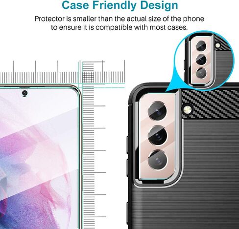 [2+3 Pack] LϟK Designed for Samsung Galaxy S21 5G (Not for S21 Plus), 2 Pack Tempered Glass Screen Protector + 3 Pack Camera Lens Protector, Case Friendly, Installation Tray -Gray in Saudi Arabia