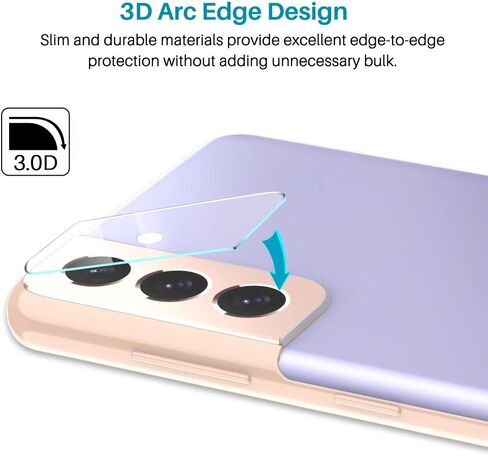 [2+3 Pack] LϟK Designed for Samsung Galaxy S21 5G (Not for S21 Plus), 2 Pack Tempered Glass Screen Protector + 3 Pack Camera Lens Protector, Case Friendly, Installation Tray -Gray in Saudi Arabia