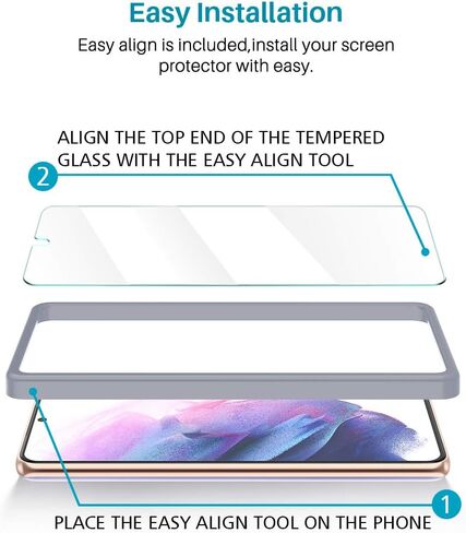 [2+3 Pack] LϟK Designed for Samsung Galaxy S21 5G (Not for S21 Plus), 2 Pack Tempered Glass Screen Protector + 3 Pack Camera Lens Protector, Case Friendly, Installation Tray -Gray in Saudi Arabia